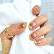 Superset golden glow, gold glitter nails, glitter nails, French manicure, modern French manicure